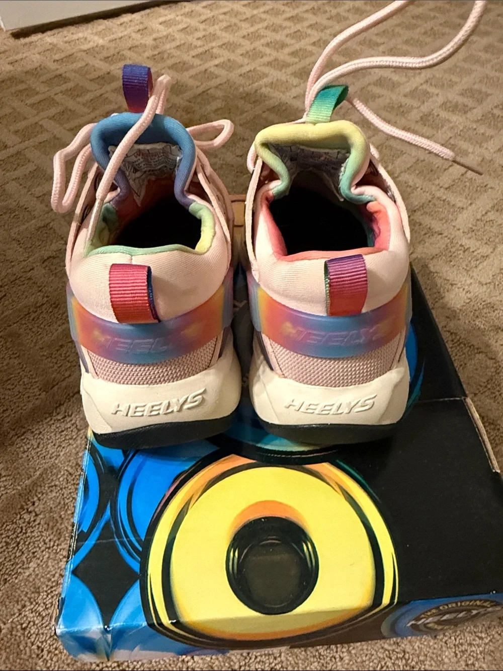 Heelys Pink Sneakers with Rainbow Pull Tabs